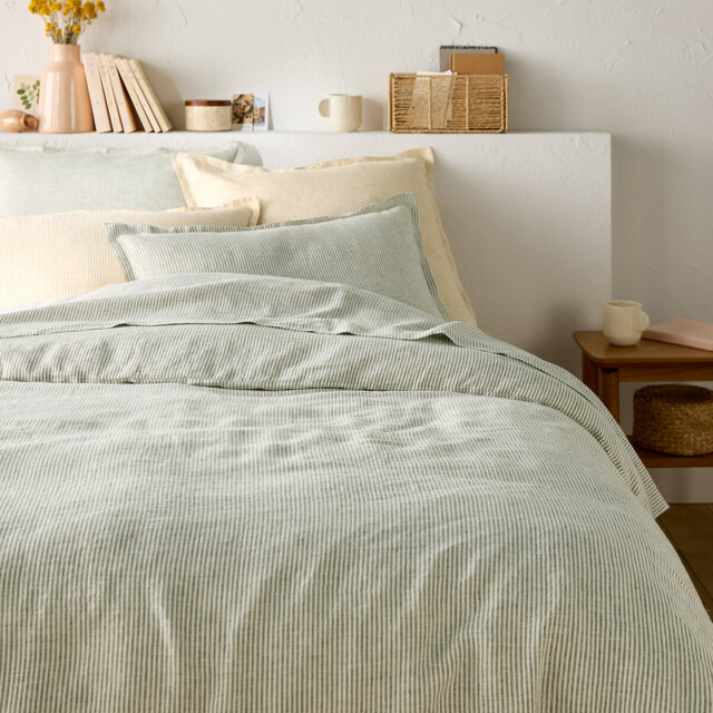 Limona Striped Washed Linen Duvet Cover - image 1