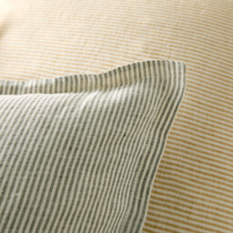 Limona Striped Washed Linen Duvet Cover - thumbnail 4
