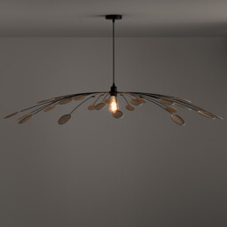 Léonie 138cm Diameter Metal & Cane Pendant Light - thumbnail 3