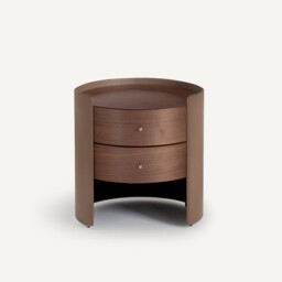 Firmo Bedside Cabinet in Walnut and Leather Veneer - thumbnail 3