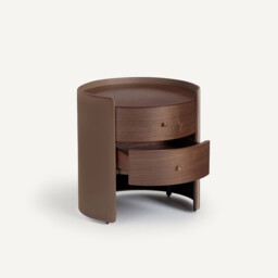 Firmo Bedside Cabinet in Walnut and Leather Veneer - thumbnail 4