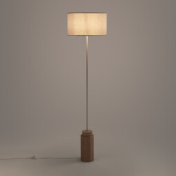 Idna Oak, Metal & Linen Floor Lamp - thumbnail 3