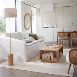 Idna Oak, Metal & Linen Floor Lamp - thumbnail 2