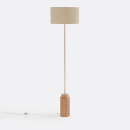 Idna Oak, Metal & Linen Floor Lamp - thumbnail 1