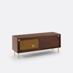 Redpop Walnut and Cane TV Stand, Length 125cm