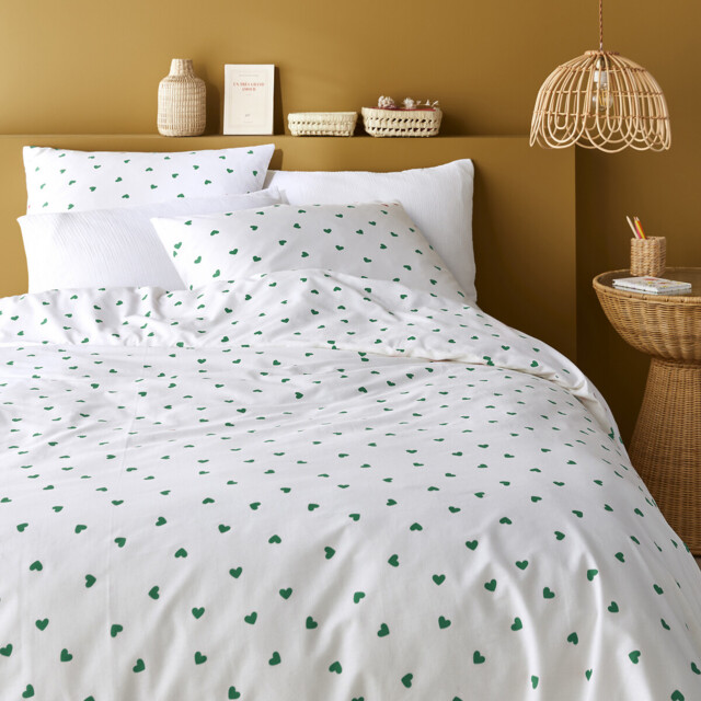 50% Recycled Cotton Duvet Cover Set with Rectangular Pillowcase.Scacco Green - image 1