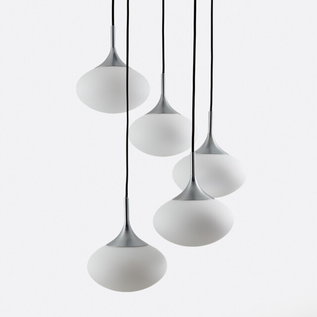Merisa Hanging Lamp Cluster in Iron and Opaline - image 1