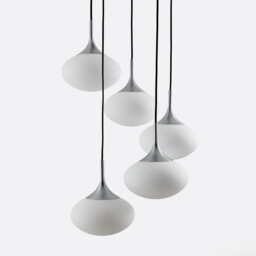 Merisa Hanging Lamp Cluster in Iron and Opaline - thumbnail 1