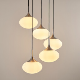 Merisa Hanging Lamp Cluster in Iron and Opaline - thumbnail 3