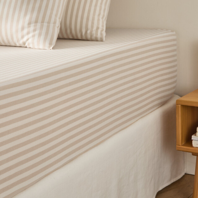Soizic Beige Cotton Fitted Sheet Mattress Depth 30cm - image 1