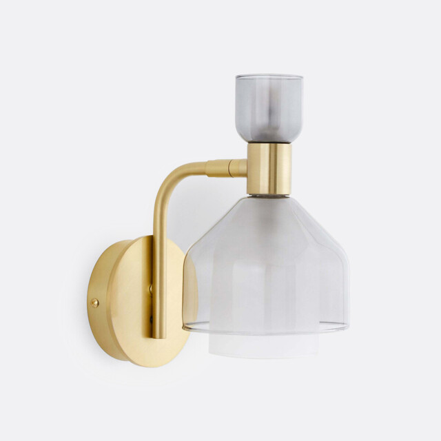Amoris Brass-Plated Metal and Smoked Glass Wall Light - image 1