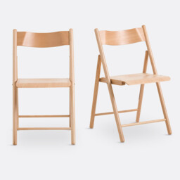 Set of 2 Panni Folding Chairs in Beech and Veneer - thumbnail 1