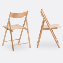 Set of 2 Panni Folding Chairs in Beech and Veneer - thumbnail 2