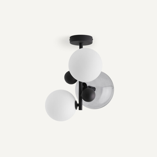 Bullesco Smoked Glass and Metal Pendant Ceiling Light - image 1