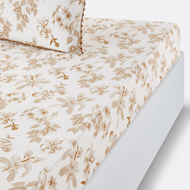 Granadille Monochrome Floral 30cm 100% Washed Cotton Fitted Sheet - image 1