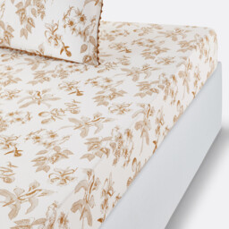 Granadille Monochrome Floral 30cm 100% Washed Cotton Fitted Sheet - thumbnail 1