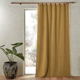 Private Blackout Washed Linen Curtain with Rings - thumbnail 1