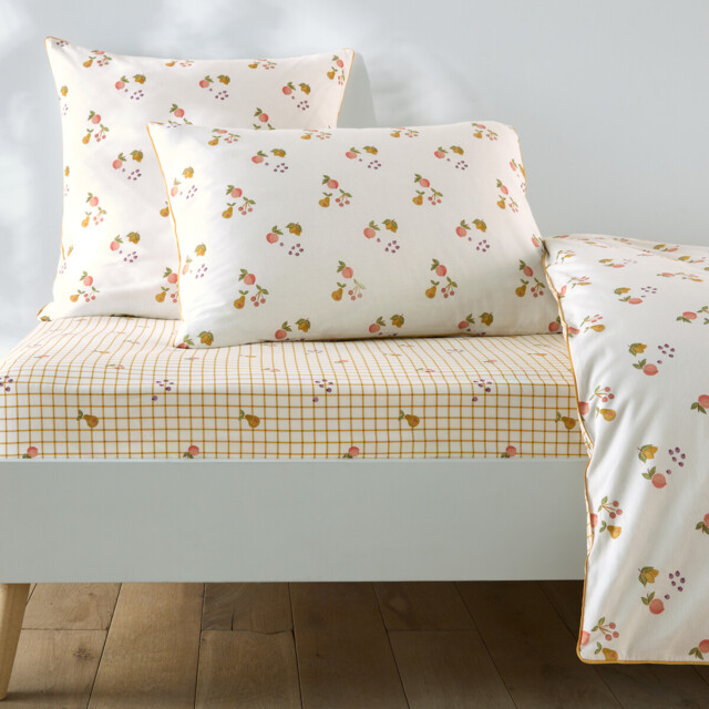 Lilac Fruit Print 50% Recycled Cotton Child's Fitted Sheet with 25cm Flap - image 1