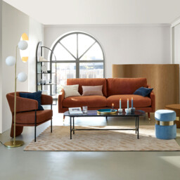 Moricio Brass & Opaline Glass Floor Lamp - thumbnail 2