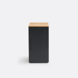 Hiba Oak & Metal 1-Door Desk Cupboard Unit - thumbnail 2