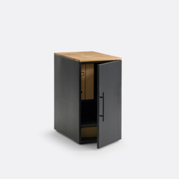Hiba Oak & Metal 1-Door Desk Cupboard Unit - thumbnail 3