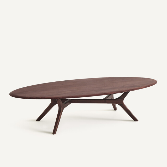 Maricielo Solid Walnut Ellipse Coffee Table - image 1