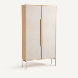 Omid Cabinet Desk with Oak Veneer and Textured Fabric - thumbnail 1