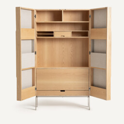 Omid Cabinet Desk with Oak Veneer and Textured Fabric - thumbnail 4