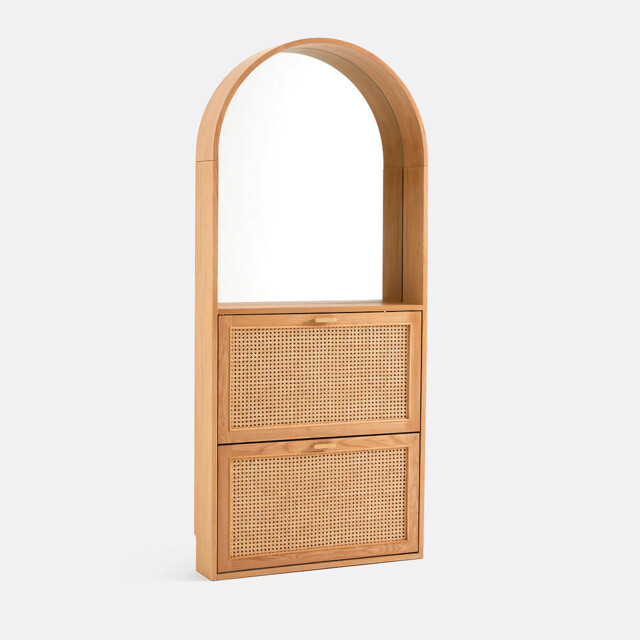 Mathéo Shoe Cabinet with 2 Fold-Down Doors and Mirror, Holds Up To 8 Pairs - image 1