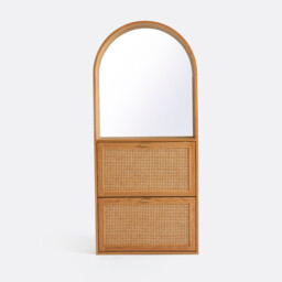 Mathéo Shoe Cabinet with 2 Fold-Down Doors and Mirror, Holds Up To 8 Pairs - thumbnail 3