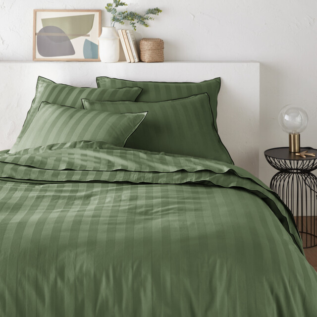 Victor Striped Washed Cotton Satin 300 Thread Count Duvet Cover - image 1