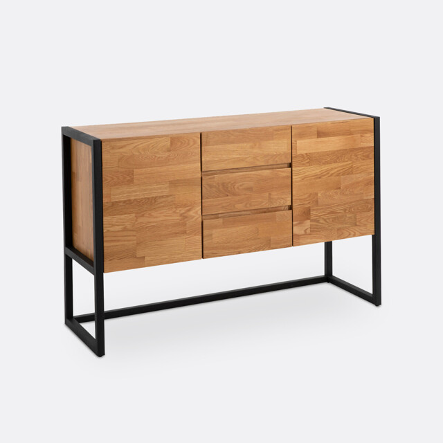 Hiba Oak and Metal Industrial Style Sideboard - image 1