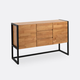 Hiba Oak and Metal Industrial Style Sideboard - thumbnail 1