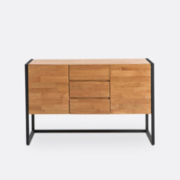 Hiba Oak and Metal Industrial Style Sideboard - thumbnail 3