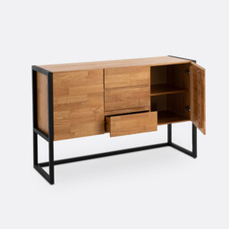 Hiba Oak and Metal Industrial Style Sideboard - thumbnail 4