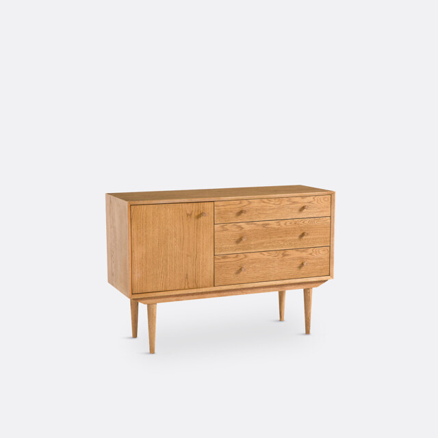 Quilda Vintage 1-Door, 3-Drawer Oak Sideboard - image 1