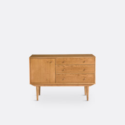 Quilda Vintage 1-Door, 3-Drawer Oak Sideboard - thumbnail 3