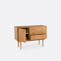 Quilda Vintage 1-Door, 3-Drawer Oak Sideboard - thumbnail 4