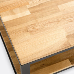 Hiba Solid Oak and Steel Coffee Table - thumbnail 4