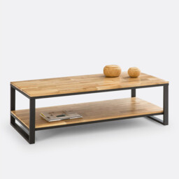 Hiba Solid Oak and Steel Coffee Table