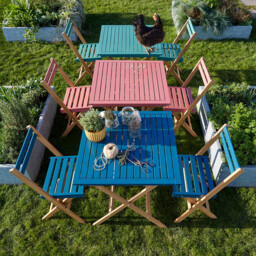 Dudena Acacia 2-Seater Folding Garden Set, Square Table and 2 Chairs - thumbnail 2