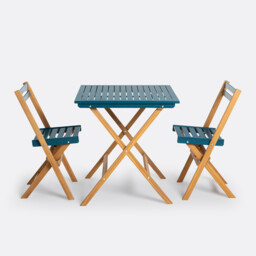 Dudena Acacia 2-Seater Folding Garden Set, Square Table and 2 Chairs - thumbnail 3