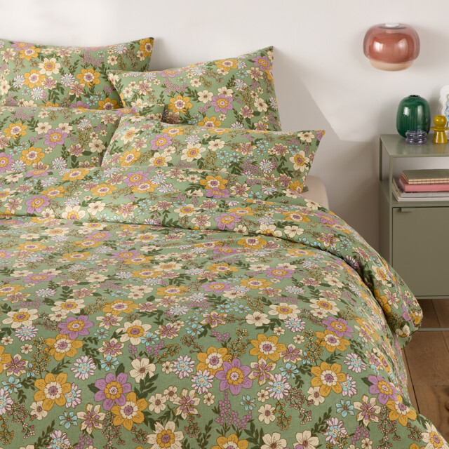Rosemary Green Cotton & Washed Linen Duvet Cover - image 1