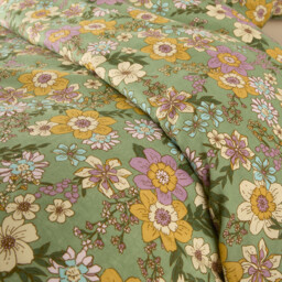 Rosemary Green Cotton & Washed Linen Duvet Cover - thumbnail 3