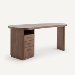 Pali Desk with Organic Shape in Walnut and Veneer