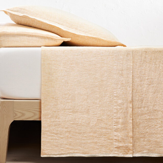 Limona Striped Washed Linen Flat Sheet - image 1