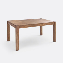 Lunja 6-8 Seater Extending Dining Table in Teak-Stained Pine and Veneer