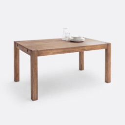 Lunja 6-8 Seater Extending Dining Table in Teak-Stained Pine and Veneer - thumbnail 4