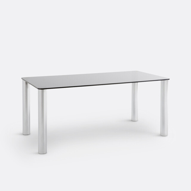 Ramcel 6-8 Seater Dining Table in Chrome-Plated Steel and Tempered Glass - image 1