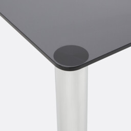 Ramcel 6-8 Seater Dining Table in Chrome-Plated Steel and Tempered Glass - thumbnail 3